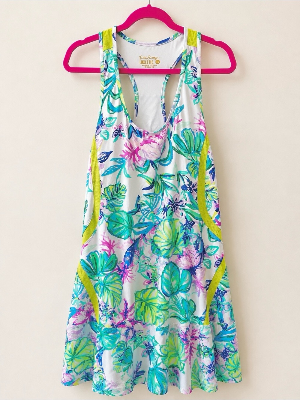 Lilly Pulitzer Luxletic Mianna Tennis Dress Resort White Mermaid In The Shade XL